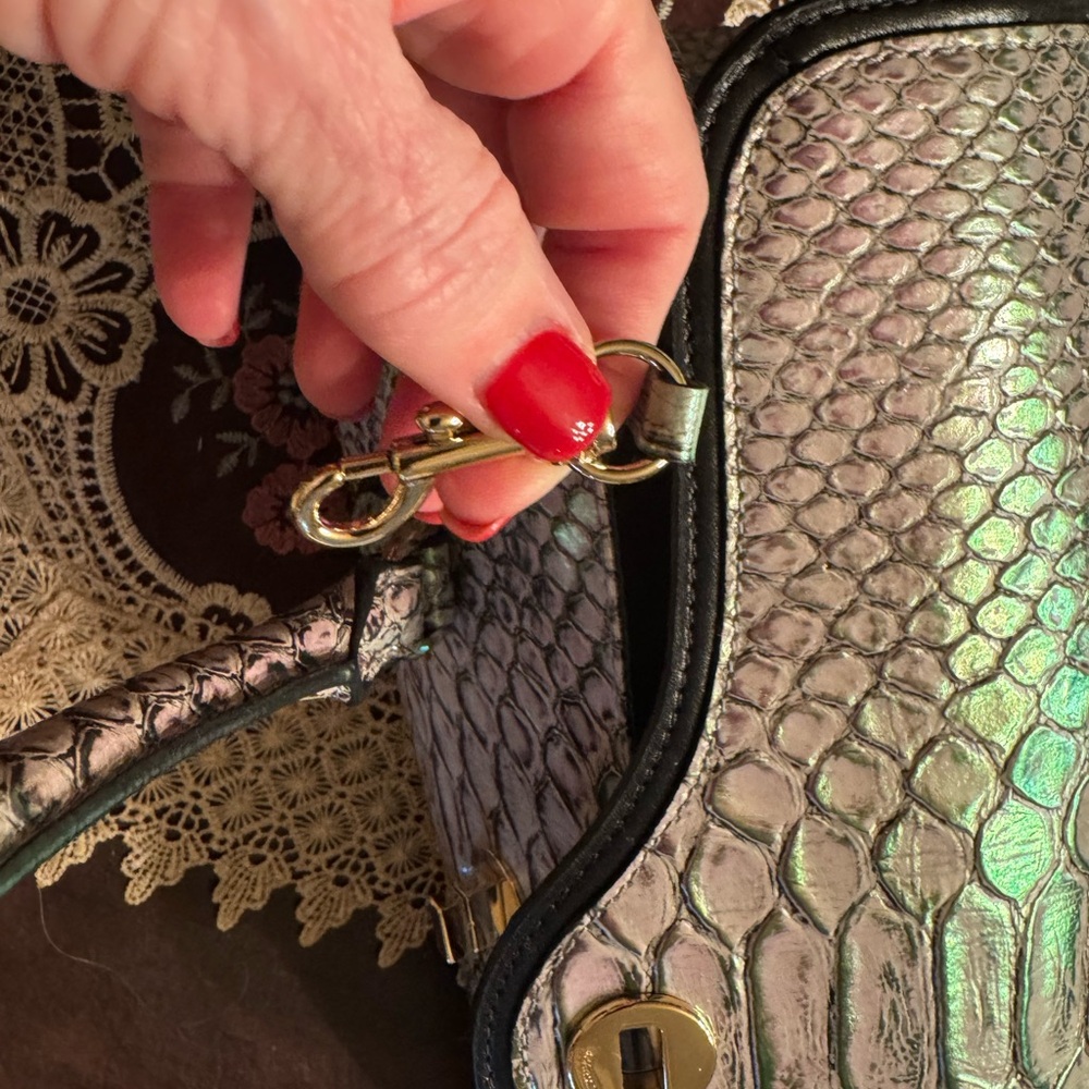 Brahmin Iridescent Python-Embossed Handbag - Picture 9 of 11